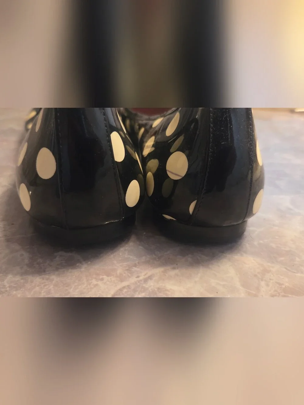 Black Polka Dot Ballet Flats with Bow
